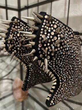 Giuseppe Zanotti Black Peep-Toe No heel Crystal Ankle Booties Lady Gaga style